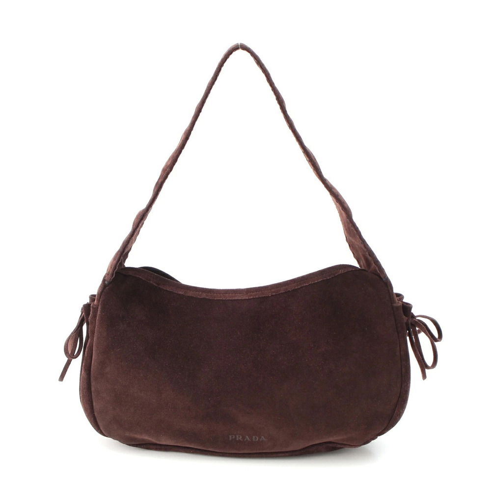 Prada suede shoulder bag brown